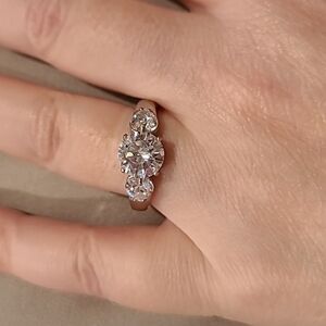 3 stone cubic zirconia stainless steel ring